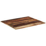 Rectangular Table Top 70x80 cm 15-16 mm Solid Wood Reclaimed - Top-Down View