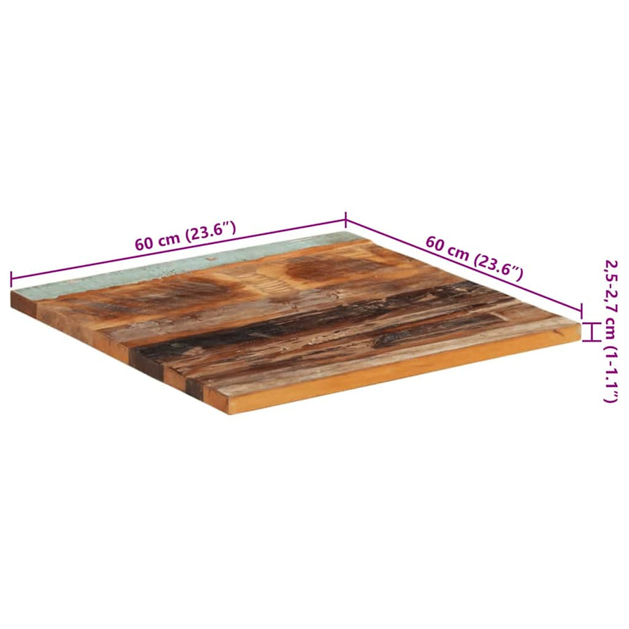 Square Table Top 60x60 cm 25-27 mm Solid Wood Reclaimed