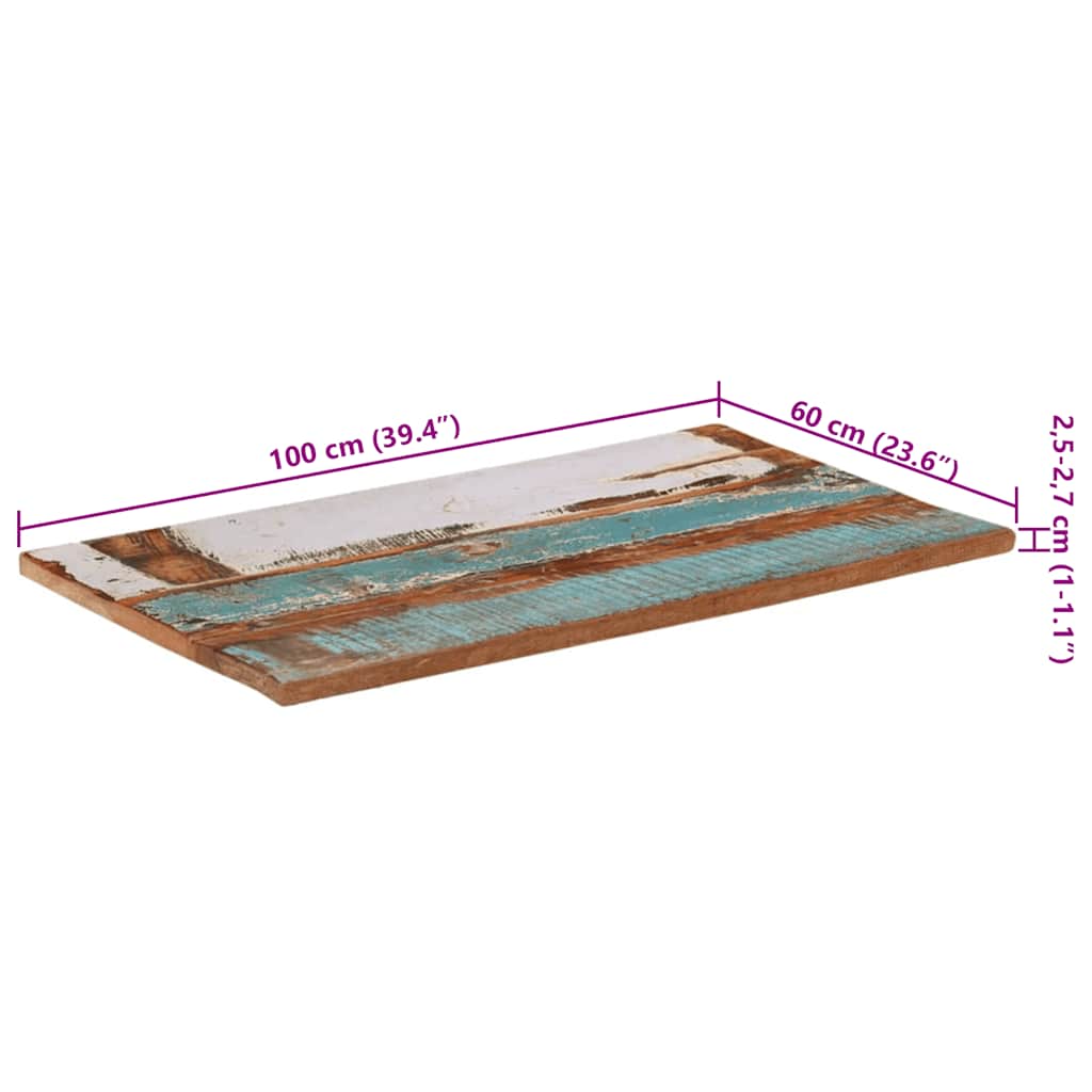 Rectangular Table Top 60x100 cm 25-27 mm Solid Wood Reclaimed