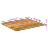 Rectangular Table Top 70x80 cm 25-27 mm Solid Wood Reclaimed