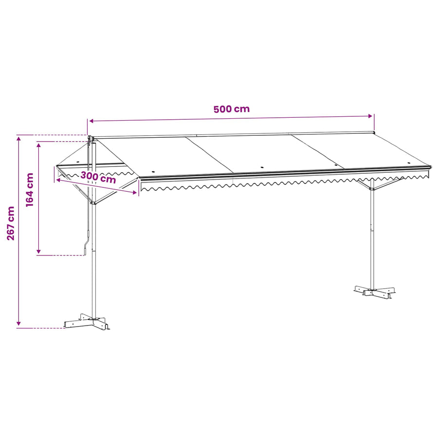 Free Standing Awning 500x300 cm Cream