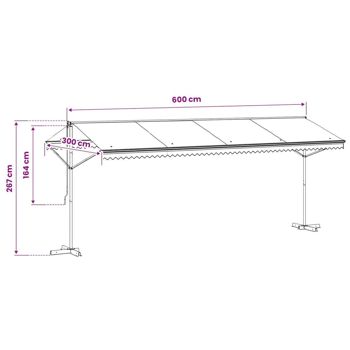 Free Standing Awning 600x300 cm Cream