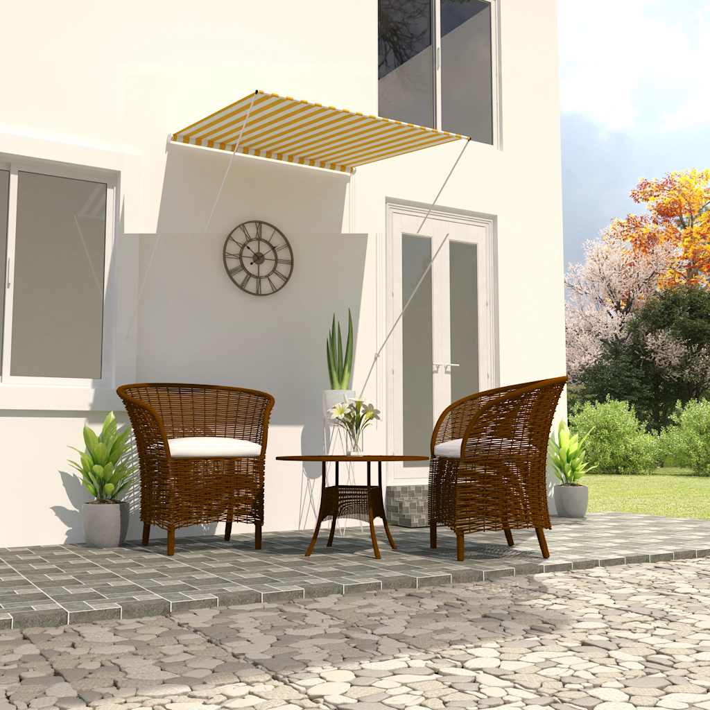 Retractable Awning 100x150 cm Yellow and White