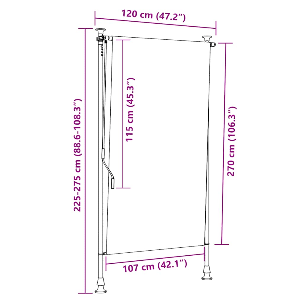 Outdoor Roller Blind 120x270 cm Anthracite
