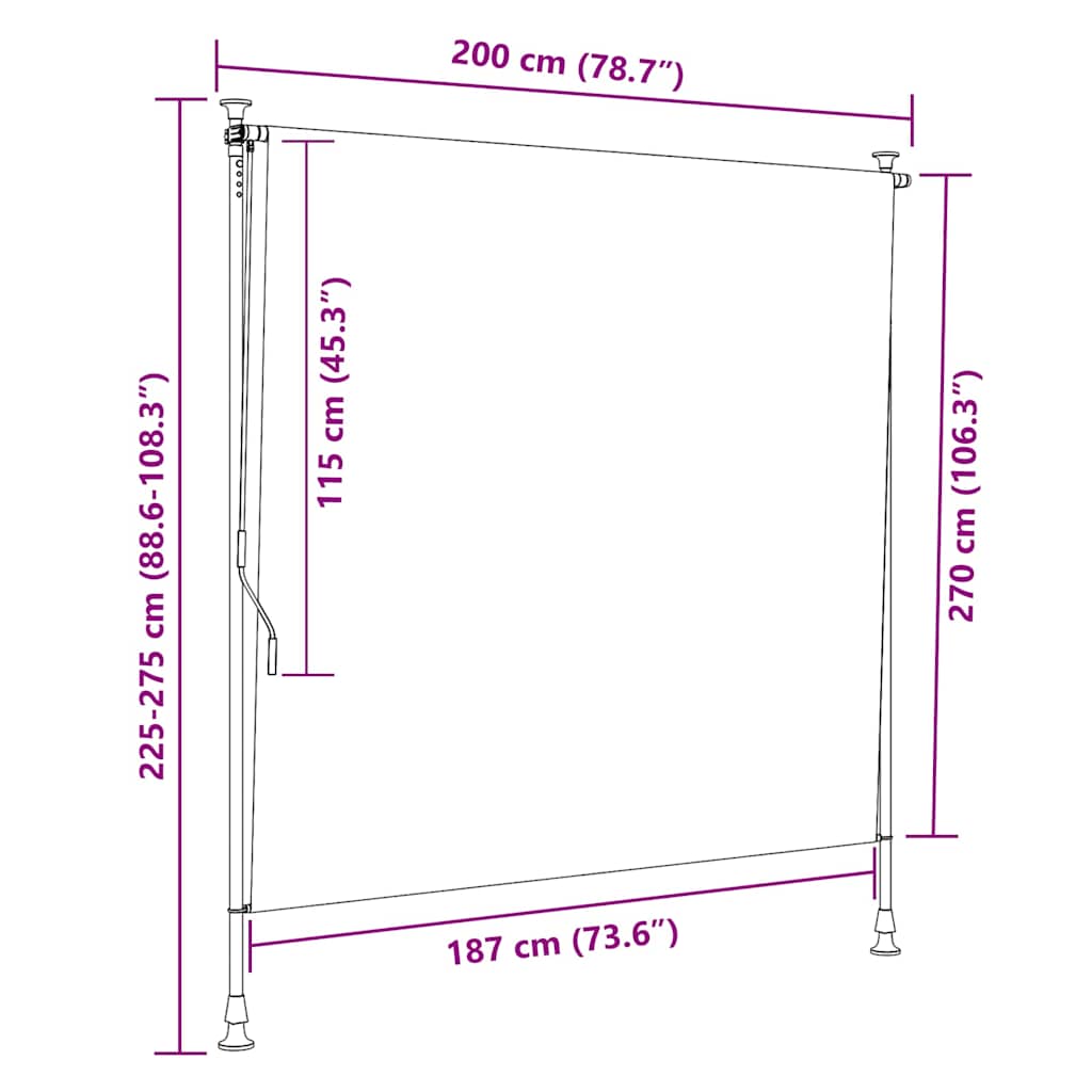 Outdoor Roller Blind 200x270 cm Anthracite