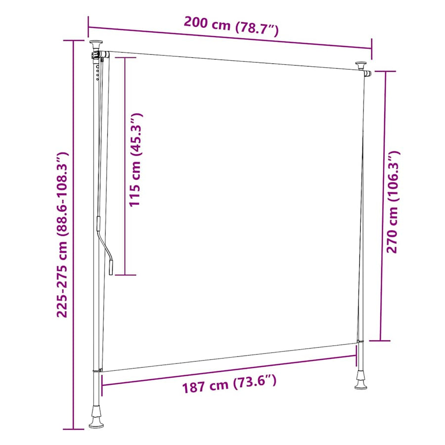 Outdoor Roller Blind 200x270 cm Anthracite