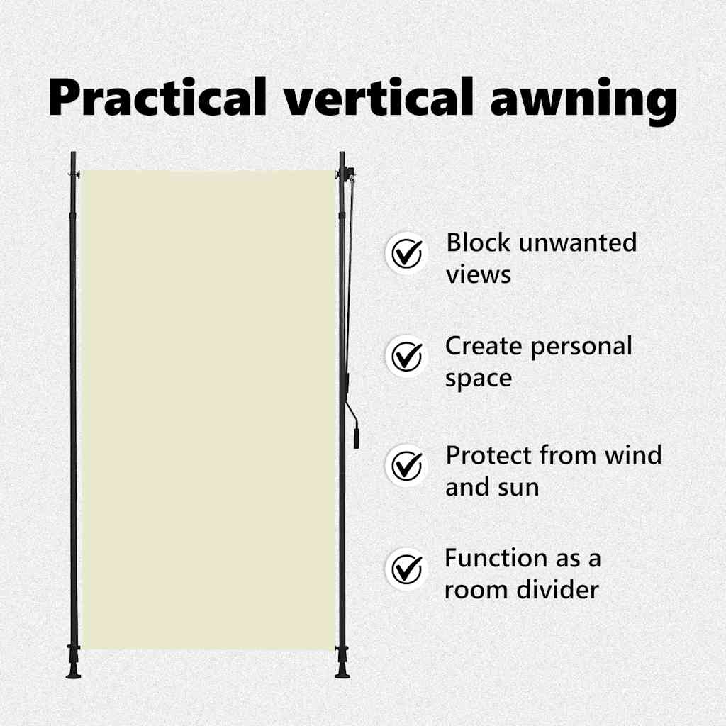 Outdoor Roller Blind 120x270 cm Cream