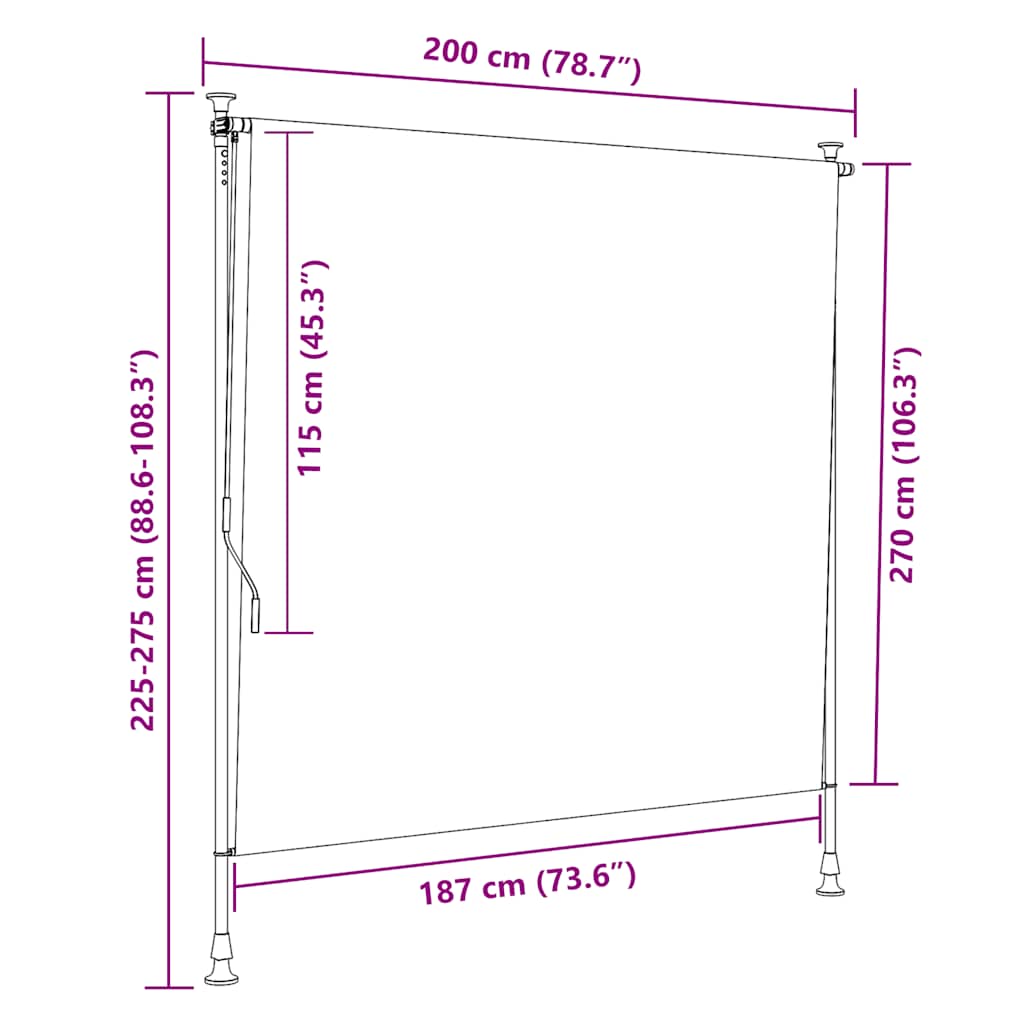 Outdoor Roller Blind 200x270 cm Cream