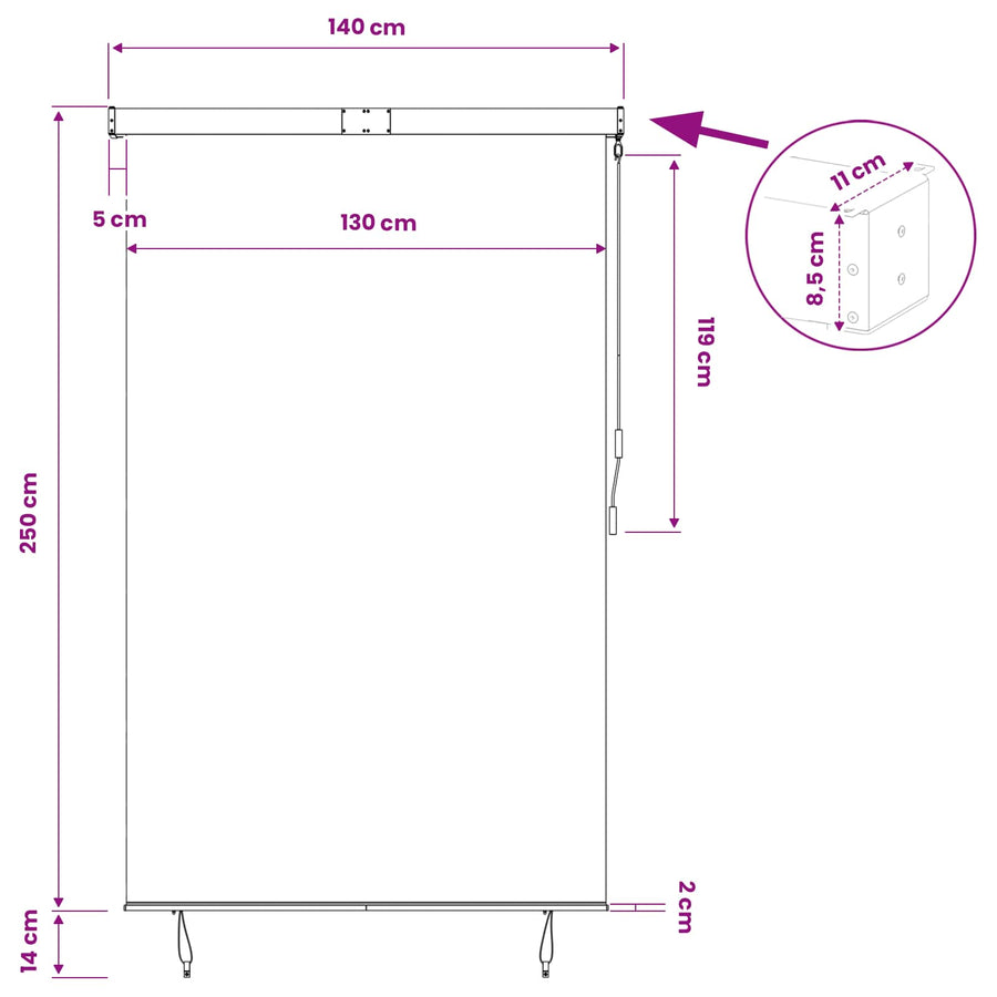 Outdoor Roller Blind 160x250 cm Anthracite