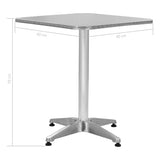 Garden Table Silver 60x60x70 cm Aluminium - 45-Degree Angle
