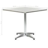 Garden Table Silver 80x80x70 cm Aluminium - 45-Degree Angle
