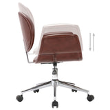 Swivel Dining Chair Brown Faux Leather - Rear View