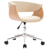 Swivel Dining Chair Cream Bent Wood and Faux Leather