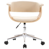 Swivel Dining Chair Cream Bent Wood and Faux Leather