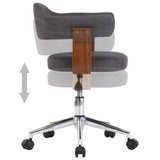 Swivel Dining Chair Grey Bent Wood and Fabric