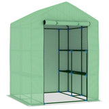 Greenhouse with Shelves Steel 143x143x195 cm - Side View