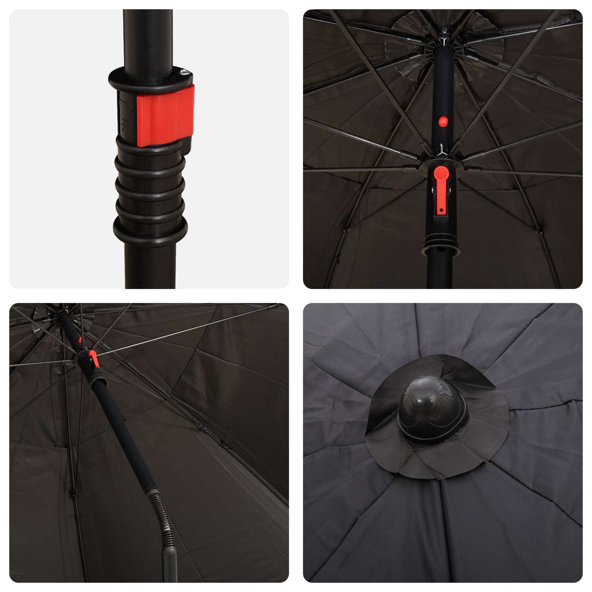 Garden Bed with Parasol Poly Rattan Black