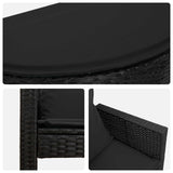 Garden Bed with Parasol Poly Rattan Black - Extra Image