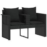 Garden Bed with Parasol Poly Rattan Black