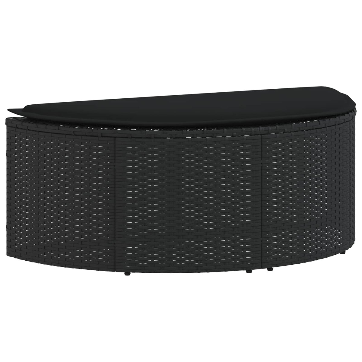 Garden Bed with Parasol Poly Rattan Black