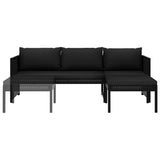 3 Piece Garden Lounge Set with Cushions Poly Rattan Black - Side View