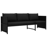 3 Piece Garden Lounge Set with Cushions Poly Rattan Black - Top-Down View