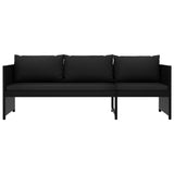 3 Piece Garden Lounge Set with Cushions Poly Rattan Black - 45-Degree Angle