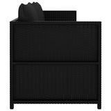 3 Piece Garden Lounge Set with Cushions Poly Rattan Black - Rear View