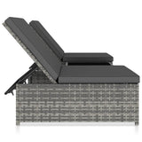 Reclining Garden Chairs 2 pcs with Table Grey Poly Rattan