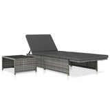 Reclining Garden Chairs 2 pcs with Table Grey Poly Rattan - Top-Down View