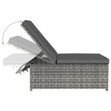 Reclining Garden Chairs 2 pcs with Table Grey Poly Rattan - Close-Up Angle