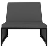 Reclining Garden Chairs 2 pcs with Table Black Poly Rattan - Close-Up Angle