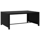 Reclining Garden Chairs 2 pcs with Table Black Poly Rattan - Low Angle