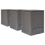 Garden Composters 3 pcs Brown 60x60x83 cm 900 L Plastic Rattan