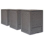 Garden Composters 3 pcs Brown 60x60x83 cm 900 L Plastic Rattan
