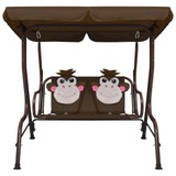 Kids Swing Bench Brown 115x75x110 cm Fabric