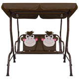 Kids Swing Bench Brown 115x75x110 cm Fabric - Front View