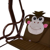 Kids Swing Bench Brown 115x75x110 cm Fabric - Rear View