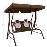 Kids Swing Bench Brown 115x75x110 cm Fabric - Close-Up Angle