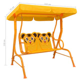 Kids Swing Bench Yellow 115x75x110 cm Fabric - Close-Up Angle