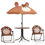 3 Piece Kids'Garden Bistro Set with Parasol Brown