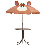 3 Piece Kids'Garden Bistro Set with Parasol Brown