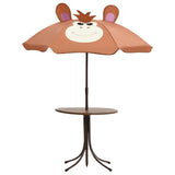 3 Piece Kids' Garden Bistro Set with Parasol Brown - Side View