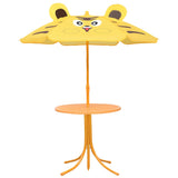 3 Piece Kids' Garden Bistro Set with Parasol Yellow - Front View