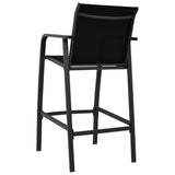 Garden Bar Chairs 2 pcs Black Textilene - 45-Degree Angle