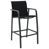 Garden Bar Chairs 4 pcs Black Textilene - Front View
