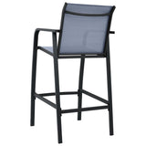 Garden Bar Chairs 2 pcs Grey Textilene - 45-Degree Angle