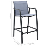 Garden Bar Chairs 4 pcs Grey Textilene - Close-Up Angle