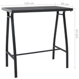Garden Bar Table Black 110x60x110 cm Tempered Glass - 45-Degree Angle