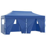 Professional Folding Party Tent with 4 Sidewalls 3x6 m Steel Blue - Front View